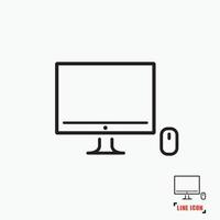 Desktop computer line icon vector