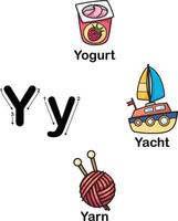 Alphabet Letter Y-yogurt,yacht,yarn illustration vector