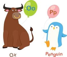 Illustration Isolated Alphabet Letter O-ox,P-penguin vector