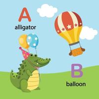 Illustration Isolated Alphabet Letter A-alligator,B-balloon vector