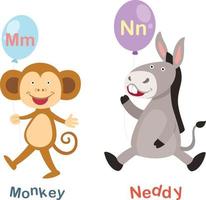 Illustration Isolated Alphabet Letter M-monkey,N-neddy vector