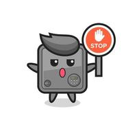 safe box character illustration holding a stop sign vector