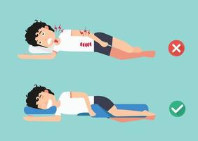 sleep and a healthy posture,Best and worst positions for sleeping vector