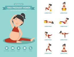 Infografía de salud de mujeres embarazadas de yoga. ilustración. vector