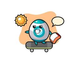 rocket character illustration ride a skateboard vector