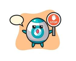 rocket character illustration holding a stop sign vector