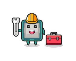 Mascot cartoon of processor as a mechanic