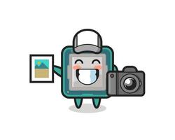 Ilustración de personaje de procesador como fotógrafo. vector