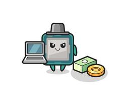 Mascot Illustration of processor as a hacker vector