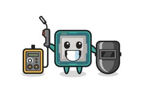 Character mascot of processor as a welder vector