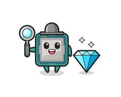 Ilustración del personaje del procesador con un diamante. vector