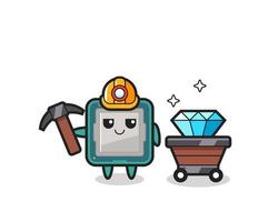 Character Illustration of processor as a miner vector