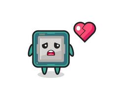 processor cartoon illustration is broken heart vector