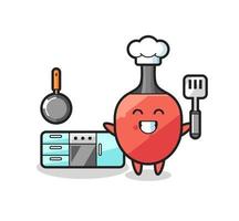 table tennis racket character illustration as a chef is cooking vector