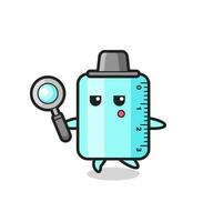 ruler cartoon character searching with a magnifying glass vector