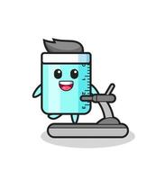 ruler cartoon character walking on the treadmill vector