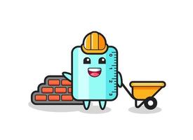 Cartoon character of ruler as a builder vector