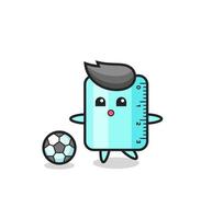 Illustration of ruler cartoon is playing soccer vector