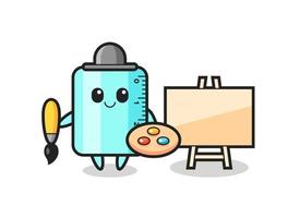 Illustration of ruler mascot as a painter vector