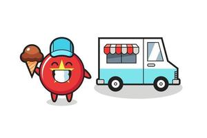 mascota, caricatura, de, vietnam, bandera, insignia, con, helado, camión vector