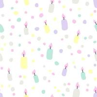 Pastel colored seamless pattern with candles and spots. vector