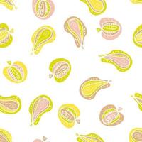 Pastel colored autumn seamless pattern with abstract apples and pears vector