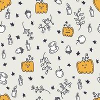Seamless pattern with pumpkins and autumn elements. vector