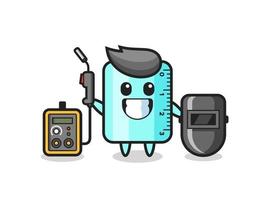 Character mascot of ruler as a welder vector