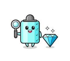Illustration of ruler character with a diamond vector