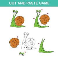 Cortar y pegar juego, juegos de papel educativos fáciles para niños ilustración. vector