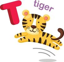 Illustration Isolated Alphabet Letter T tiger vector