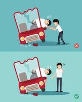 wrong and right ways first aid ,illustration vector