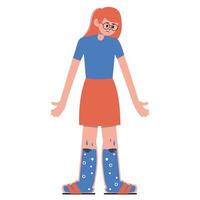 A girl with swollen feet. Legs filled with lymph. Vector illustration