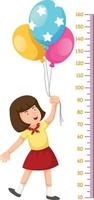 Meter wall girl flying with balloons.vector illustration vector