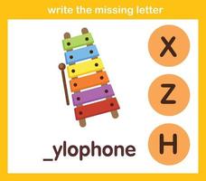 write the missing letter,illustration, vector