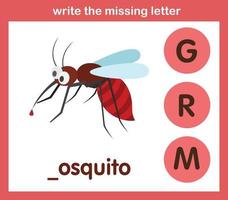 write the missing letter,illustration, vector