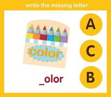 write the missing letter,illustration, vector