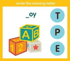 write the missing letter,illustration, vector