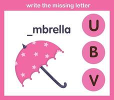 write the missing letter,illustration, vector