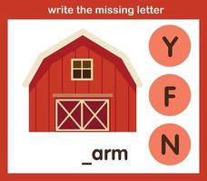 write the missing letter,illustration, vector