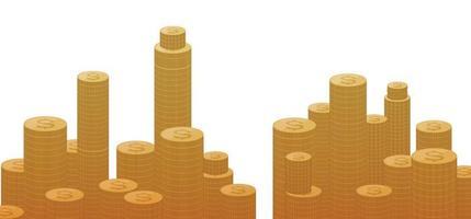 Coins tower stack on white background, vector illustration