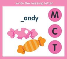 write the missing letter,illustration, vector