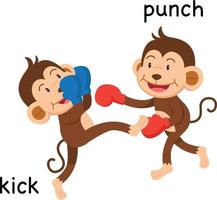 Opposite kick and punch vector illustration