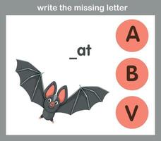 write the missing letter,illustration, vector