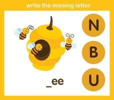 write the missing letter,illustration, vector