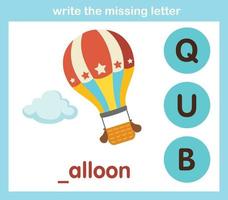 write the missing letter,illustration, vector