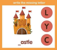 write the missing letter,illustration, vector