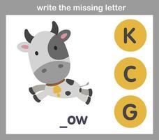 write the missing letter,illustration, vector