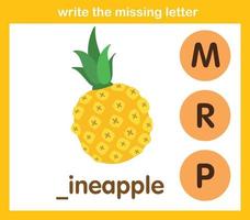 write the missing letter,illustration, vector