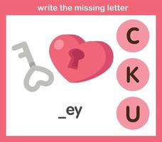 write the missing letter,illustration, vector